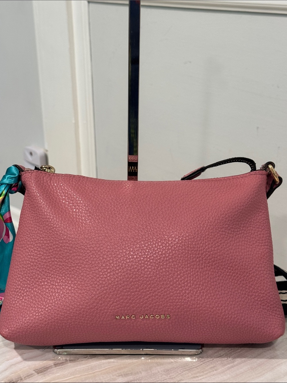 Marc Jacobs Bag The Cosmo Pink Leather Crossbody Striped Strap Bag - Picture 5 of 17